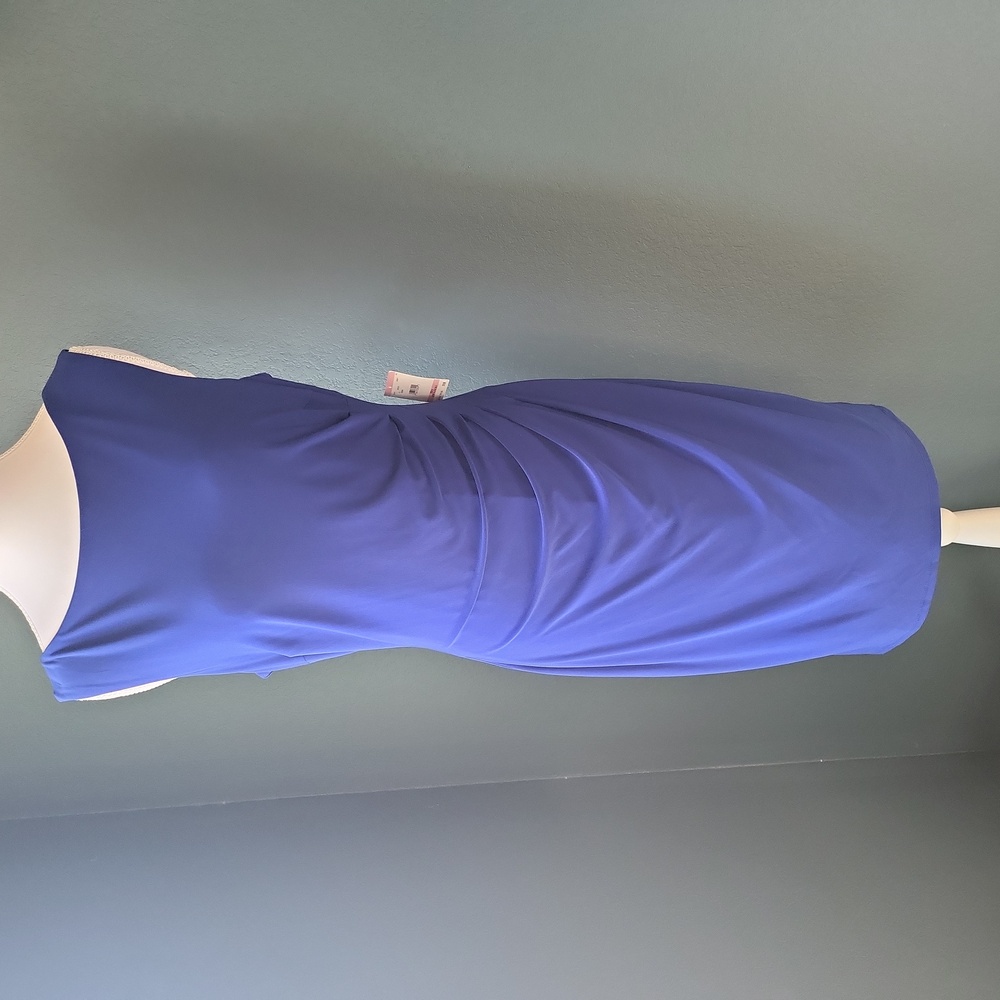 NWT Anne Klein Royal Blue Midi Dress With Ruching 10